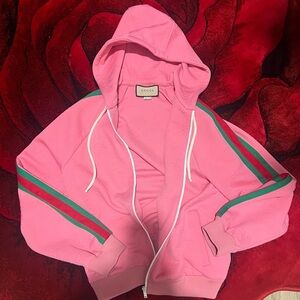 GUCCI Hooded Zip-Up Jacket Size Medium Pink!